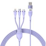 Baseus Flash Series II 1.2M USB + Type-C a Micro USB + 8 Pin + Tipo-C 100W Cavo di ricarica rapida (Purple)