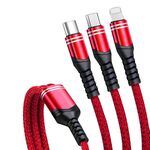 6A 66W 3 in 1 da USB a 8 pin + micro USB + USB-C / tipo CAVO DI CRADINA DI CHARMAGGIO (RED)
