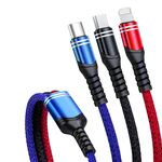 6A 66W 3 in 1 da USB a 8 pin + micro USB + USB-C / tipo CAVO di dati intrecciato di ricarica (multicolore)