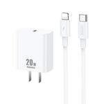 Caricabatterie REMAX RP-U5 Extreme 2 Series 20W PD + Set di cavi dati di ricarica rapida da USB-C/da tipo C a 8 pin da 1 m, Specifica: Spina CN (bianca)