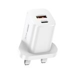 REMAX RP-U6 Magic Speed Series 30W Micro USB + USB-C / Type-C Caricatore rapido pieghevole, specifica: Spina UK (bianco)