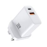 Caricabatterie rapido REMAX RP-U82 30W USB + USB-C/Type-C a doppia interfaccia, specifica: spina UK (bianco)