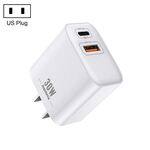 Caricabatterie rapido REMAX RP-U82 30W USB + USB-C/Type-C a doppia interfaccia, specifica: spina americana (bianca)