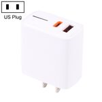 LZ-1130 PD 20W Type-C + QC 3.0 USB Caricabatterie rapido, Tipo di spina: Spina americana (bianca)