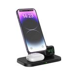 WA22 3 in 1 supporto magnetico per telefono con caricabatterie wireless per iPhone 12 / 13 / 14 serie di telefoni e AirPods (nero)