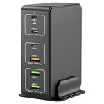 818H 120W Type-C + Caricatore rapido da tavolo USB a 6 porte, tipo di spina: spina AU (nera)
