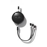 Micro + 8 pin + type-C / USB-C 3 in 1 cavo di ricarica telescopico (nero)