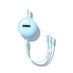 Micro + 8 pin + type-C / USB-C 3 in 1 cavo di ricarica telescopico (blu)