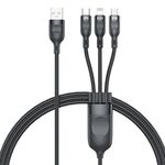 ADC-66 5A 66W 3 in 1 USB a 8 Pin + Micro USB + USB-C / Type-C Cavo dati intrecciato a ricarica rapida, lunghezza del cavo: 1,2 m