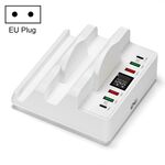 Caricabatterie a doppio wireless multifunzionale F6 con supporto per telefono e display corrente, spina UE