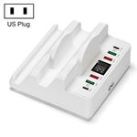 Caricabatterie wireless doppio multifunzionale F6 con supporto per telefono e display corrente, spina USA