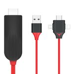 Mirascreen L7-8 3 in 1 8 Pin + micro USB + USB-C / Type-C a cavo convertitore video HDMI, lunghezza del cavo: 2m