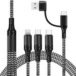 5 in 1 3A USB + USB-C / Type-C a 8 PIN + Micro USB + USB-C / Type-C Interfaccia a due colori Cavo di ricarica rapido intrecciato a due colori, cavo: 1,2 m (nero)