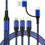 5 in 1 3A USB + USB-C / TYPE-C a 8 PIN + MICRO USB + USB-C / Type-C Interfaccia a due colori Cavo di ricarica rapido intrecciato a due colori, lunghezza del cavo: 1,2 m (blu)