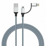 IVON CA51 2.4A USB a 8 PIN + MICRO USB 2 IN 1 Cavo dati di sincronizzazione di ricarica, lunghezza: 1m (argento)