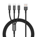 Cavo intrecciato 3A 3 in 1 da USB a tipo C / 8 pin / Micro USB per ricarica rapida, lunghezza cavo: 1,2 m (nero)
