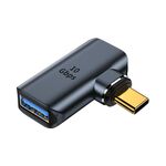 Adattatore di ricarica per piegatura laterale magnetica da USB femmina a USB-C/tipo-C maschio da 10 Gbps (grigio)