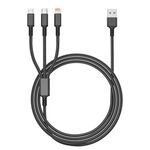 Spina arancione 3A 3 in 1 USB a Type-C / 8 pin / Cavo di ricarica rapida Micro USB, lunghezza cavo: 1,2 m (nero)