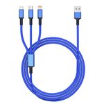 Spina arancione 3A 3 in 1 USB a Type-C / 8 pin / Cavo di ricarica rapida Micro USB, Lunghezza cavo: 1,2 m (blu)