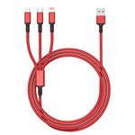 Spina arancione 3A 3 in 1 USB a Type-C / 8 pin / Cavo di ricarica rapida Micro USB, Lunghezza cavo: 1,2 m (rosso)