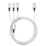 Spina arancione 3A 3 in 1 da USB a Type-C / 8 pin / Cavo di ricarica rapida Micro USB, lunghezza cavo: 1,2 m (argento)