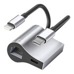 NK-1054Pro 2 in 1 8 Pin + USB-C / Type-C Maschio a 8 Pin Carica + Adattatore femmina Ethernet