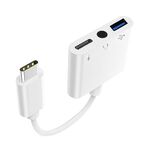3 in 1 USB-C / Tipo-C maschio a Tipo-C + USB + adattatore OTG femmina da 3,5 mm