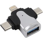 3 in 1 8 Pin + USB-C / Type-C + Micro USB maschio a USB 3.0 Adattatore in lega di zinco femminile