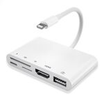 5 in 1 8 Pin maschio a USB + HDMI + TF / SD Slot per scheda + 8 Pin Power Femmina OTG Adattatore AV digitale AV