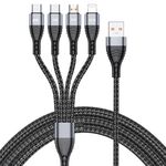 4 in 1 66W 6A USB a 8 PIN + MICRO USB + DUAL USB-C / TYPE-C Cavo di ricarica rapido Cavo di ricarica rapido, lunghezza del cavo: 2m (grigio)