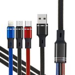 XJ-76 40W 5A 3 in 1 USB a 8 pin + Tipo-C + Cavo di ricarica Super Flash USB, Lunghezza: 1,18 m (colore)