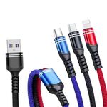 XJ-78 66W 6A 3 in 1 USB a 8 pin + Tipo-C + Cavo di ricarica Super Flash USB, Lunghezza: 1,2 m (colore)