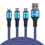 Enkay ENK-CB121 1,5m 3 in 1 USB 3.0 a Type-C / 8 pin / micro USB 5A Cavo di ricarica rapida (blu)