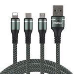 Enkay ENK-CB121 1,5m 3 in 1 USB 3.0 a Type-C / 8 pin / micro USB 5A Cavo di ricarica rapida (verde)