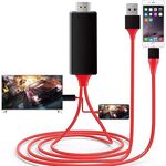 Cavo adattatore da 2 m 1080P da 8 pin a HDMI, compatibile con adattatore da iPhone a HDMI (rosso)