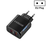 Caricabatterie USB per cellulare QC3.0 a doppia porta da 36 W Doppia uscita da 18 W, spina UE (nero)