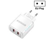 Caricabatterie USB per cellulare QC3.0 a doppia porta da 36 W, doppia uscita da 18 W, spina europea (bianco)