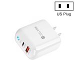 PD04 PD20W Type-C + QC18W USB Caricabatteria per telefono cellulare con indicatore LED, spina americana (bianco)