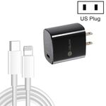 PD11 Singolo PD3.0 USB-C / Type-C Caricatore rapido da 20 W con cavo dati da 1 m da tipo C a 8 pin, spina americana (nero)