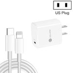 PD11 Singolo PD3.0 USB-C / Type-C Caricatore rapido da 20 W con cavo dati da 1 m da tipo C a 8 pin, spina americana (bianco)