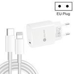 PD11 Singolo caricabatterie rapido PD3.0 USB-C / Type-C da 20 W con cavo dati da 1 m da tipo C a 8 pin, spina europea (bianco)