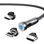 Spina antipolvere CC56 Cavo magnetico rotante, Lunghezza cavo: 2 m, Stile: Linea + Tre teste (nero)