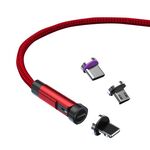 Cavo dati a ricarica rapida magnetica rotante CC57 a 540 gradi, lunghezza cavo: 1 m (rosso)