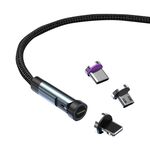 Cavo dati a ricarica rapida magnetica rotante CC57 a 540 gradi, lunghezza cavo: 1 m (nero)