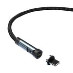 Cavo dati a ricarica rapida magnetica rotante CC57 a 540 gradi, stile: 2 m + testa a 8 pin (nero)