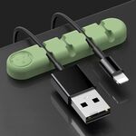 5 PCS 4 fori Bear Silicone Desktop Data Cable Cable Organizzazione e dispositivo di fissaggio (Green Matcha)