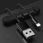 5 pezzi 4 fori Bear Silicone Desktop Cable Desktop Cable Organizzazione e dispositivo di fissaggio (nero)