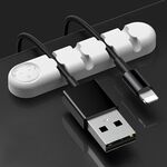 5 pezzi 4 fori da 4 fori Bear Silicone Desktop Data Cable Organizzazione e dispositivo di fissaggio (bianco)