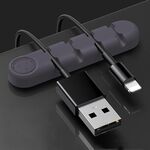 5 PCS 4 fori da 4 fori Bear Silicone Desktop Data Cable Organizzazione e dispositivo di fissaggio (grigio lavanda)