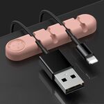 5 PCS 4 fori da 4 fori Bear Silicone Desktop Data Cable Cable Organizzazione e dispositivo di fissaggio (sabbia rosa)